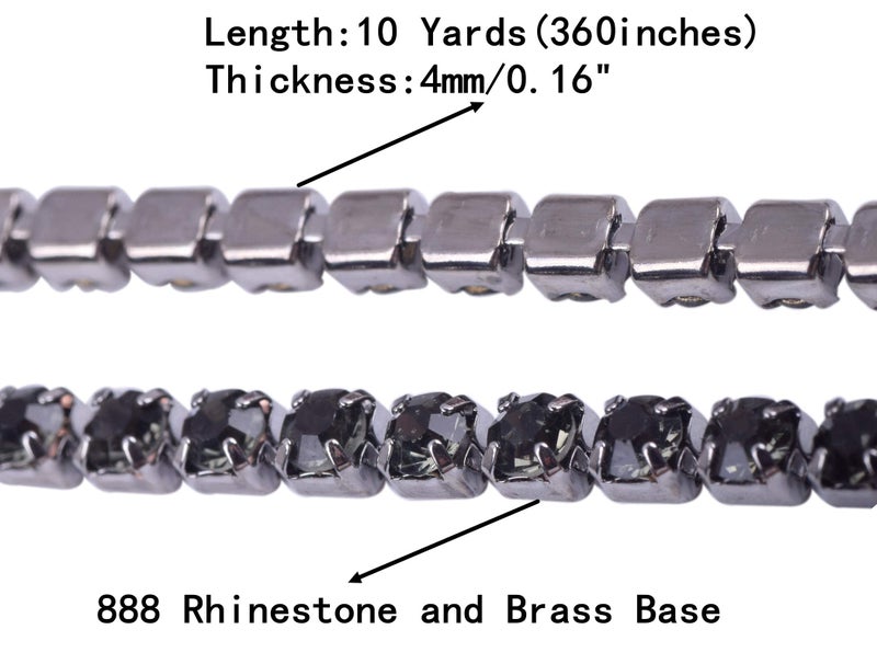 KAOYOO 10 Yards 4MM Crystal Rhinestone Close Chain Trim for Sewing Crafts,DIY Decoration - Image 2